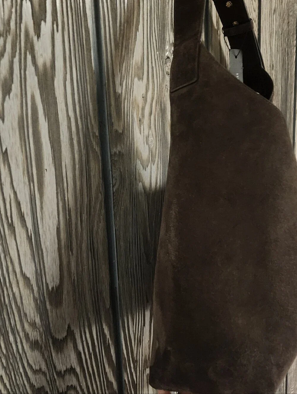 Strathberry Dark Brown Suede Hobo Bag with Detachable Pouch